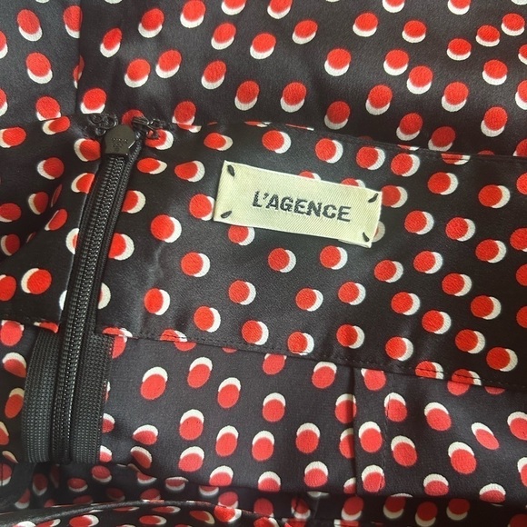 L’agence Adrienne Silk Pants Size Relaxed Fit Black Red Polka Dots $365 - Picture 12 of 12